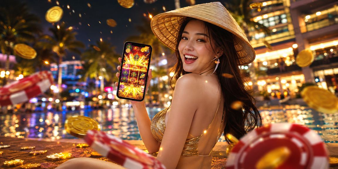 Người chơi slot game phong cách Phú Quốc với nón lá trên winvn11